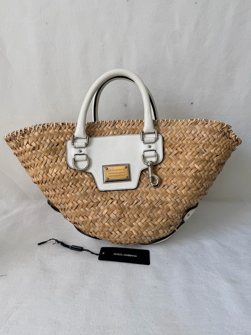 Auth Dolce & Gabbana Miss Tookie Raffia Straw Basket Tote Bag